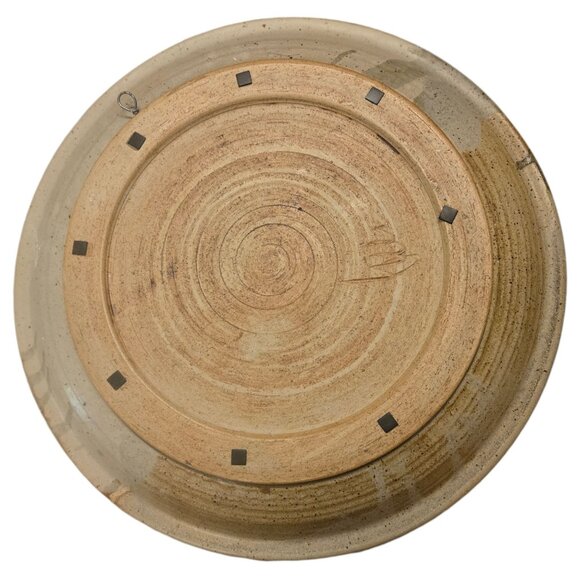 Stoneware Pottery Wall Art Plate Abstract Design Signed Handmade Neutral Tones - Picture 5 of 16